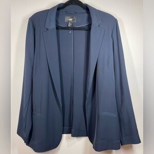 NWOT H&M Women’s Navy Blue Long Sleeve Blazer Size 14‎